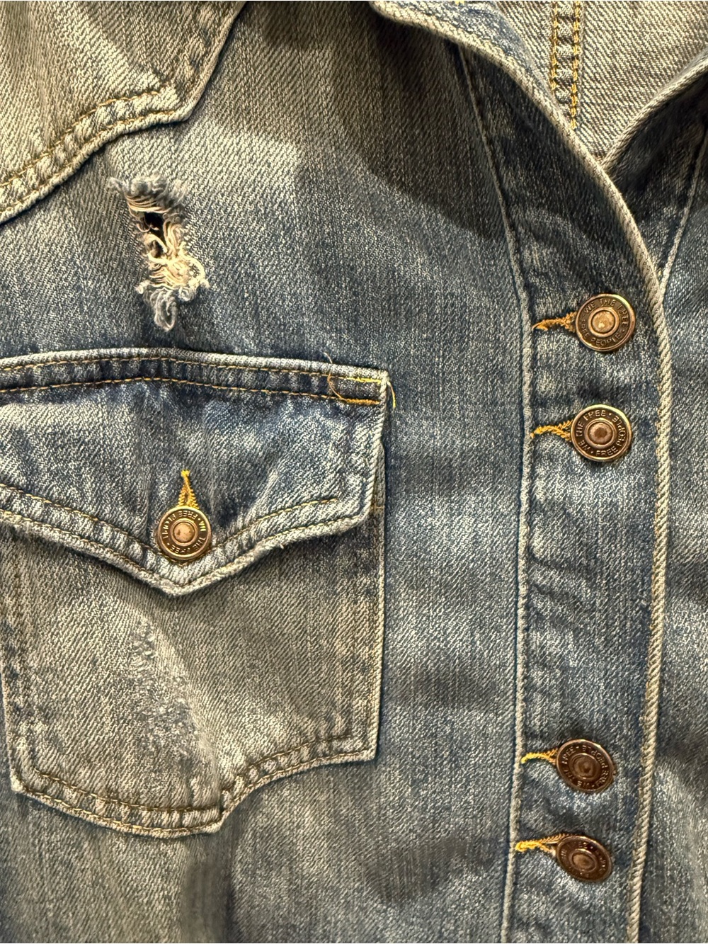 Free People Oversized Distressed Denim Jacket / Shirt